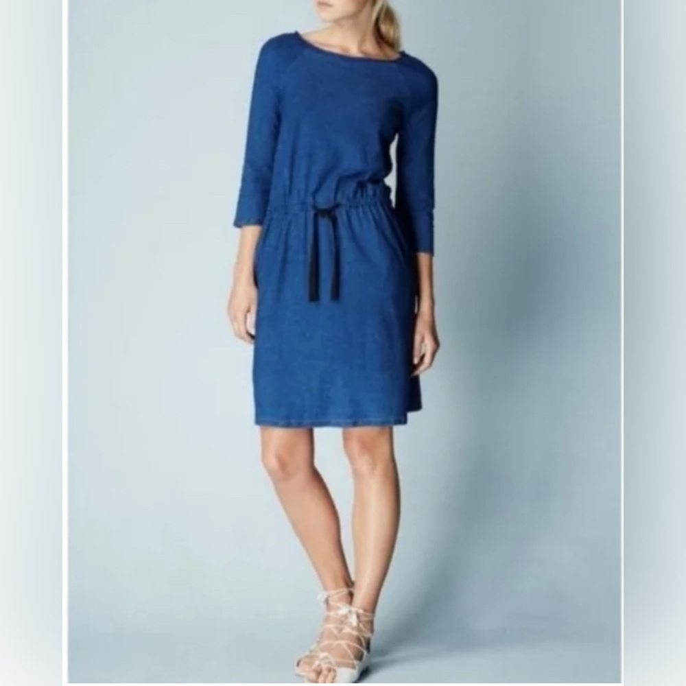 Boden Cressida Navy Blue Jersey Dress |‎ Drawstring Waist | 100% Cotton | US 6R